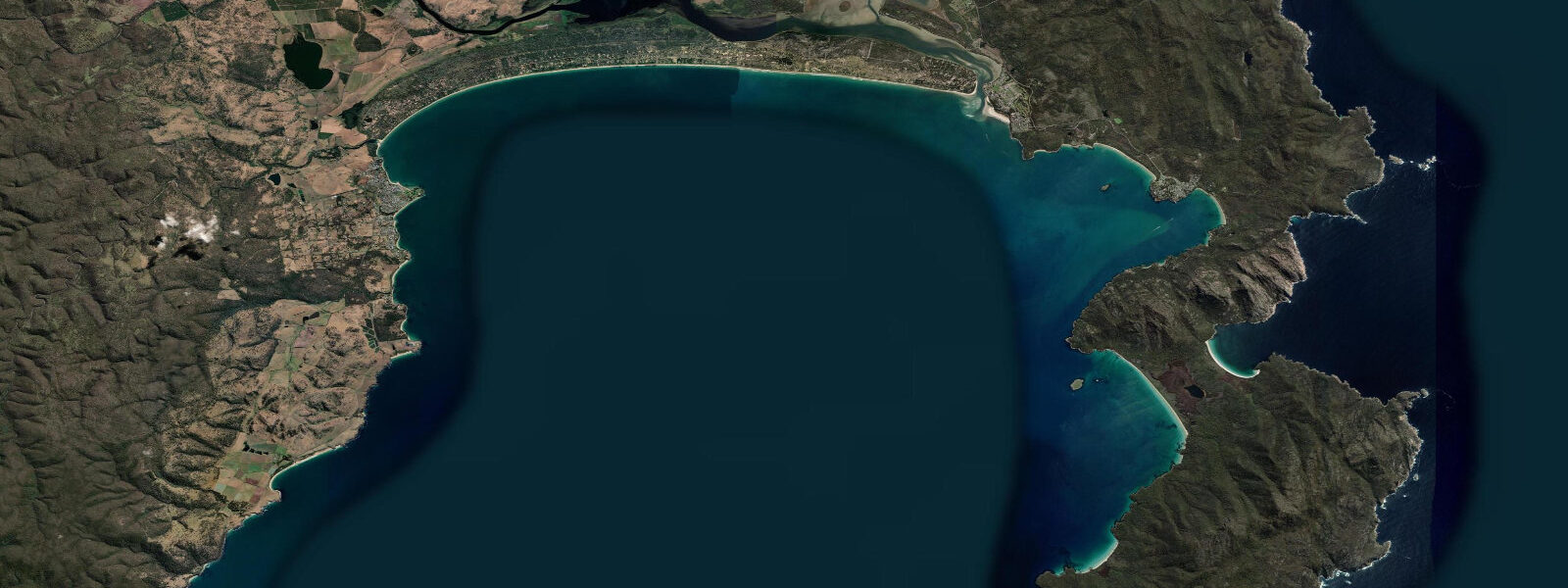 Satellite view of the coast near Swansea