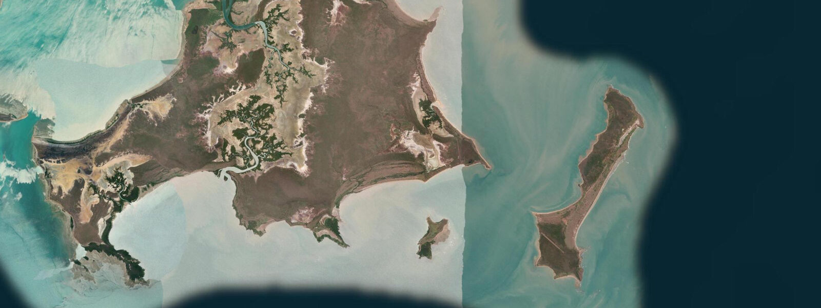 Satellite view of the coast near Sweers Island