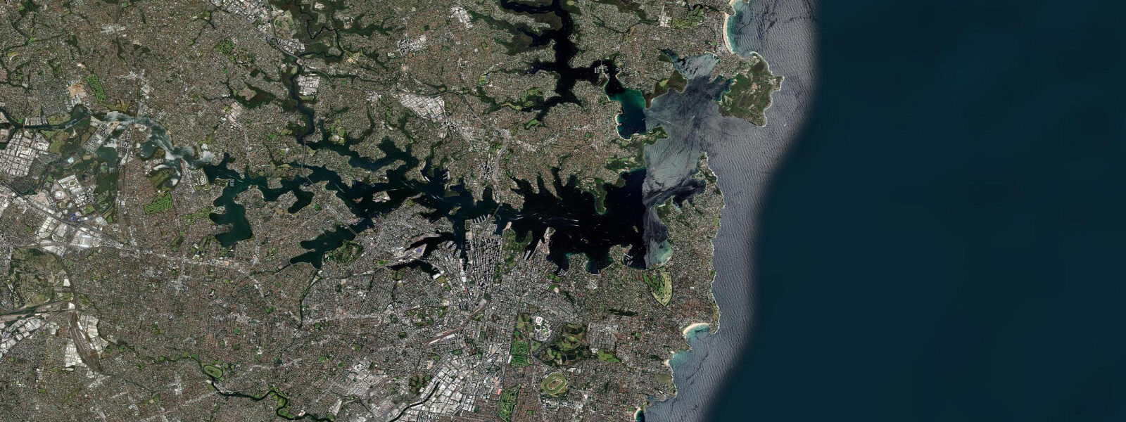 Satellite view of the coast near Sydney Harbour