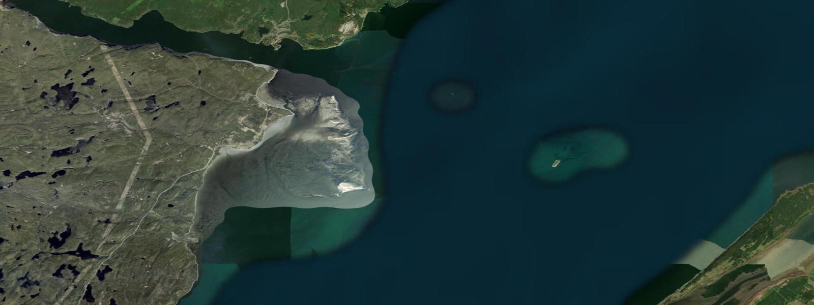 Satellite view of the coast near Tadoussac