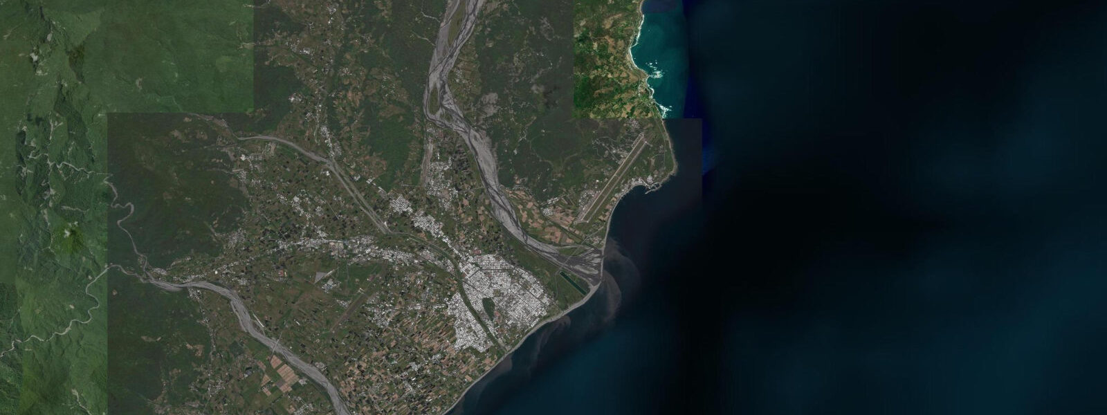 Satellite view of the coast near Taitung