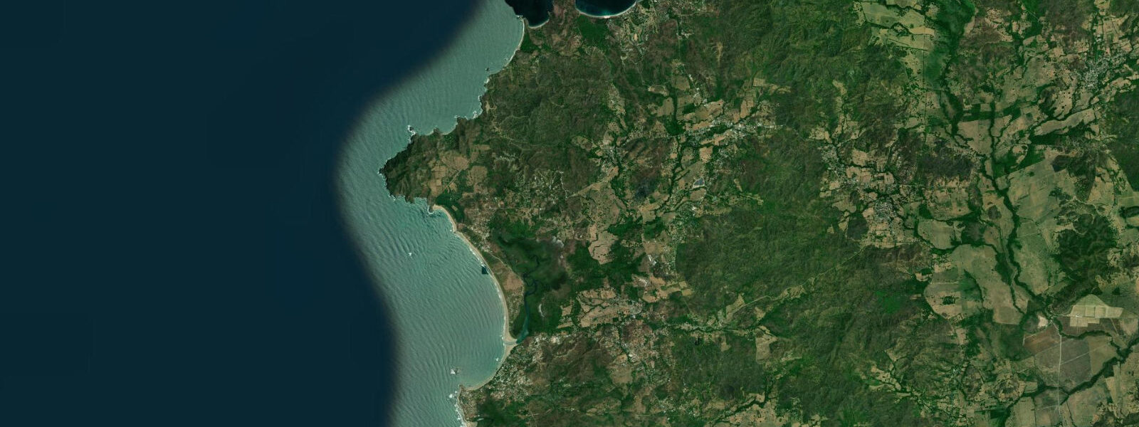 Satellite view of the coast near Tamarindo, Costa Rica