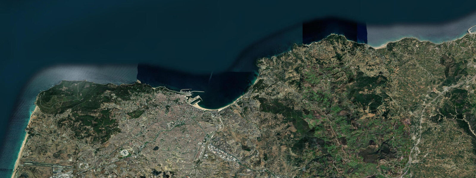 Satellite view of the coast near Tangier