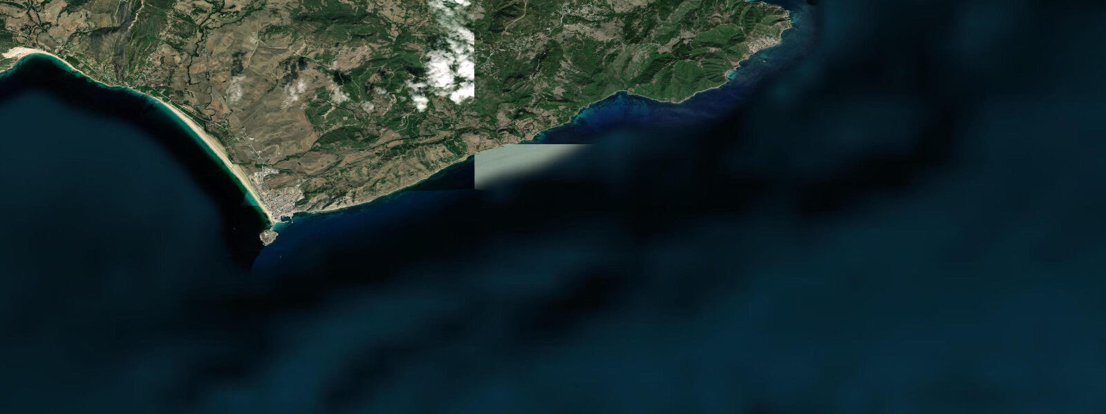 Satellite view of the coast near Tarifa