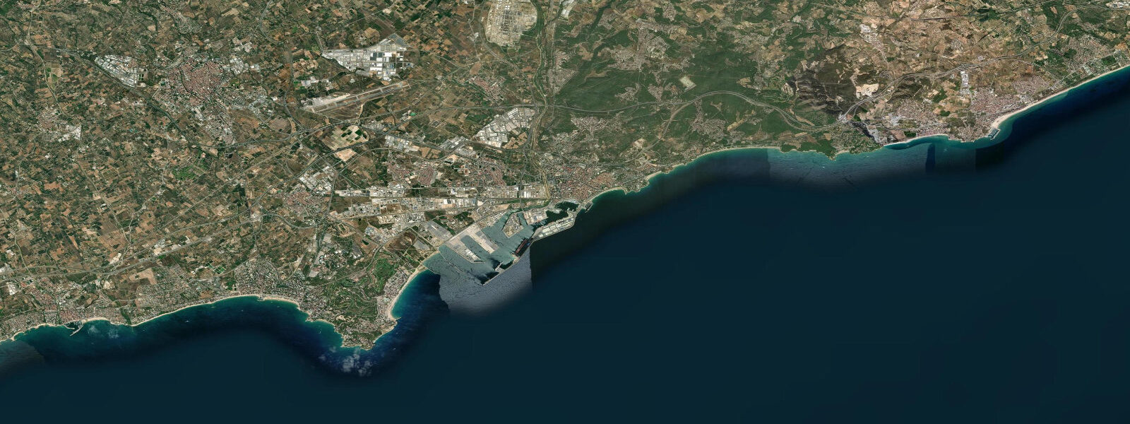 Satellite view of the coast near Tarragona