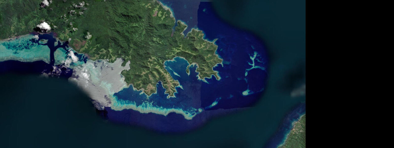 Satellite view of the coast near Taveuni, Fiji