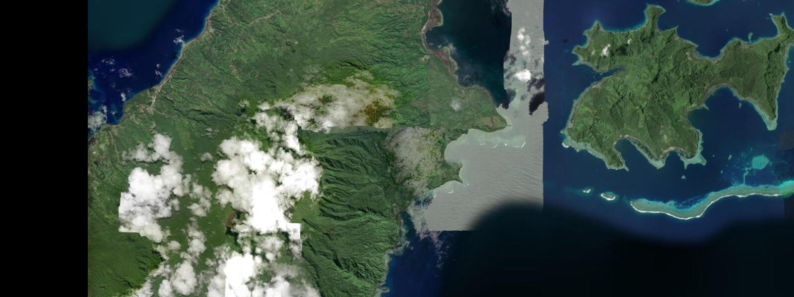 Satellite view of the coast near Taveuni