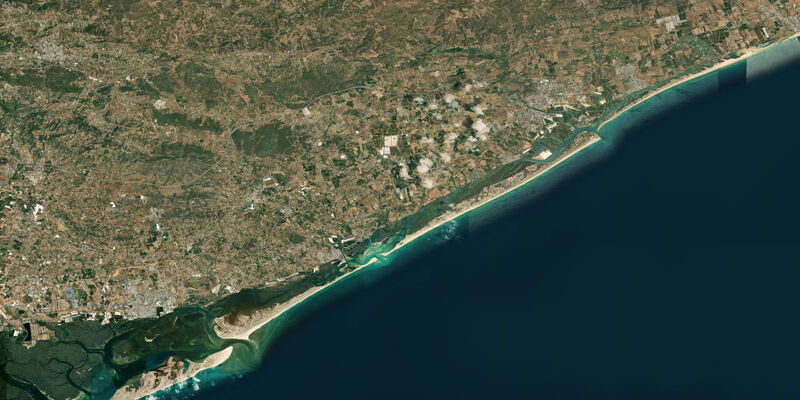 Satellite view of the coast near Tavira, Algarve