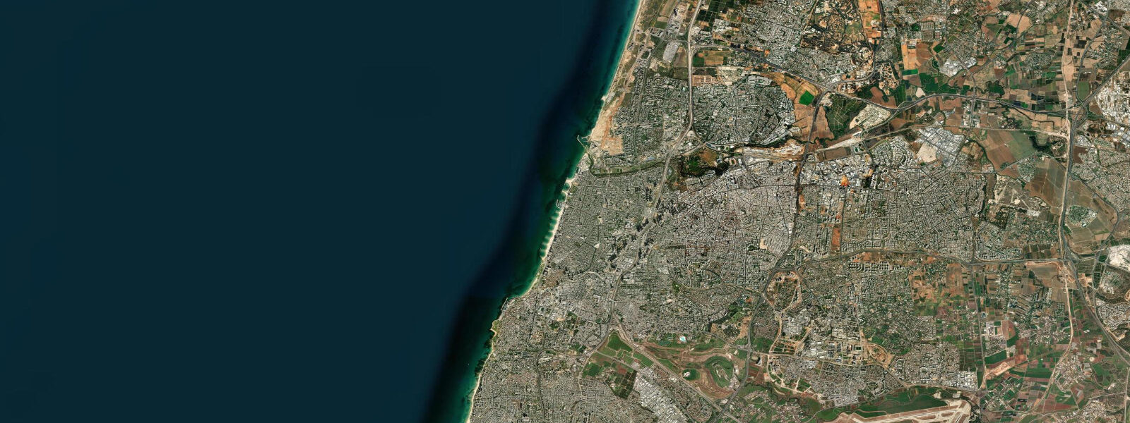 Satellite view of the coast near Tel Aviv-Yafo