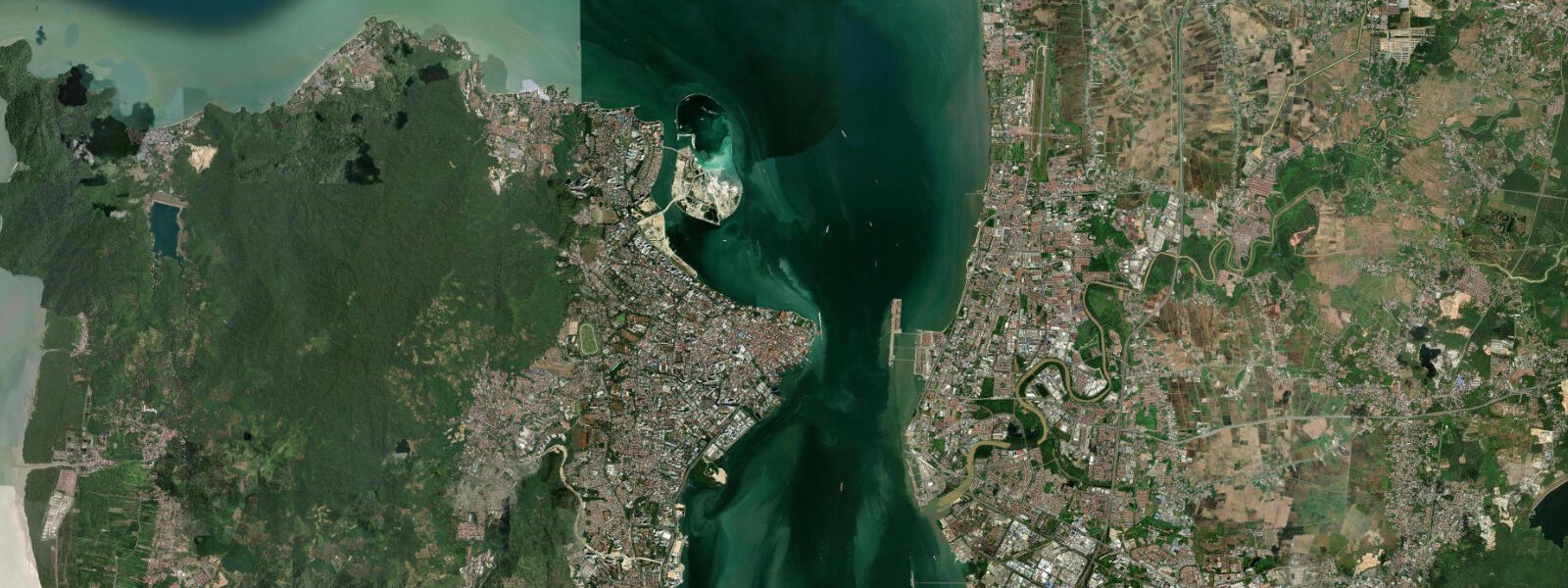 Satellite view of the coast near Teluk Bahang, Penang