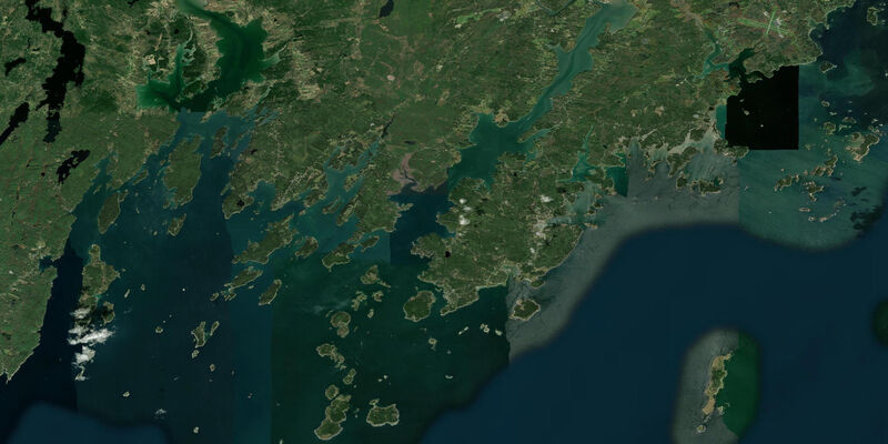 Satellite view of the coast near Tenants Harbor