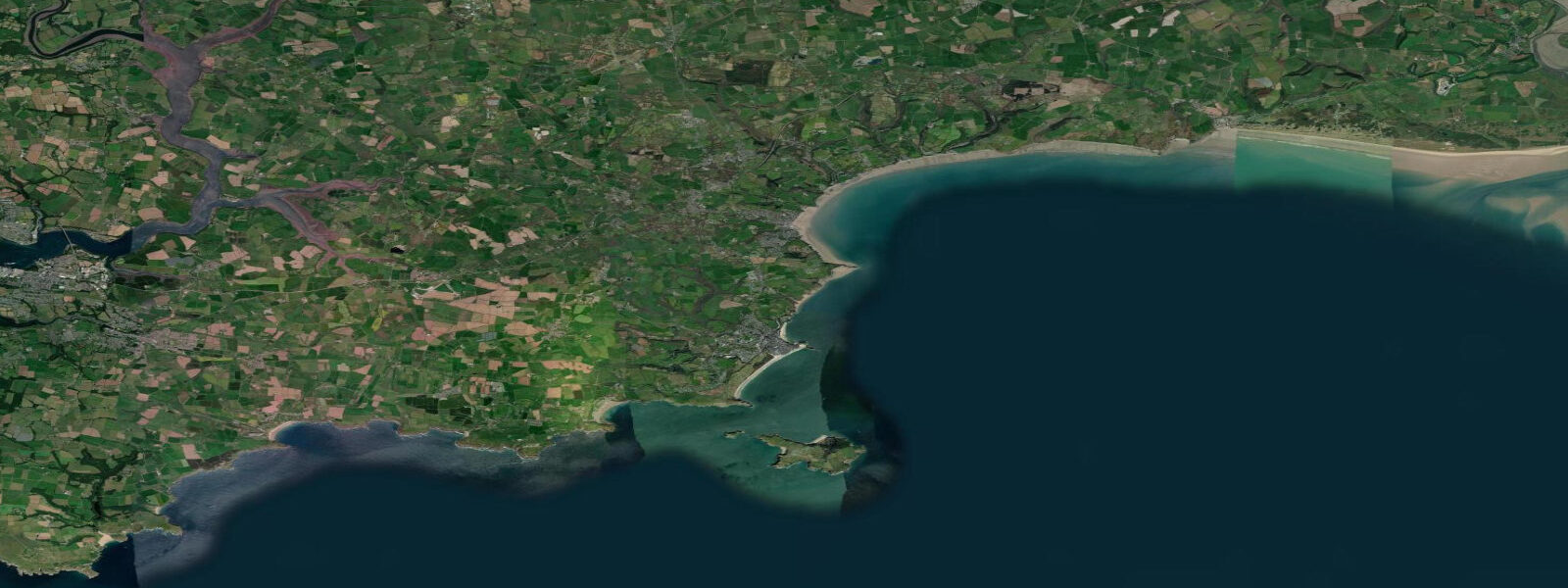 Satellite view of the coast near Tenby