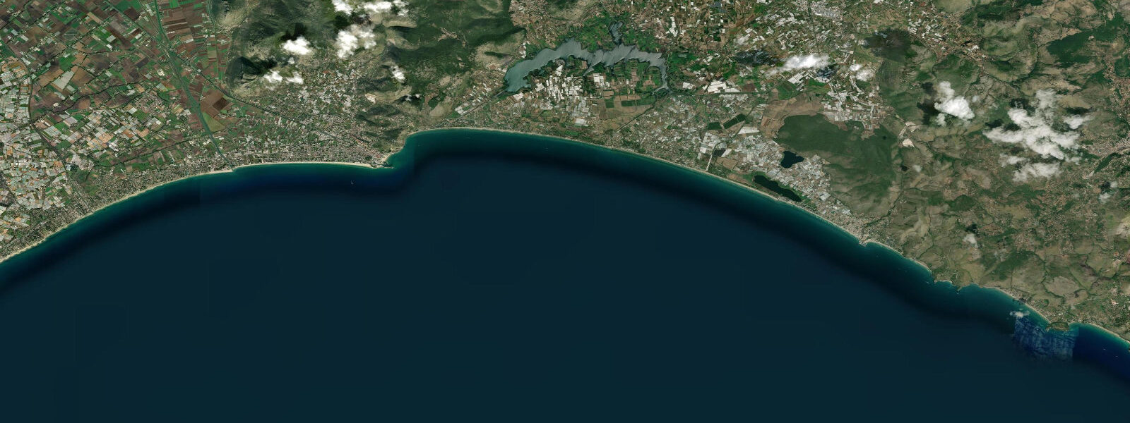 Satellite view of the coast near Terracina