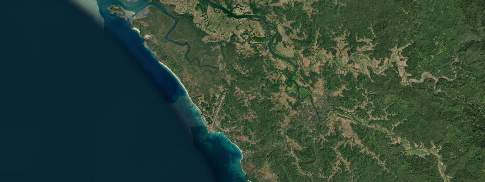 Satellite view of the coast near Thandwe