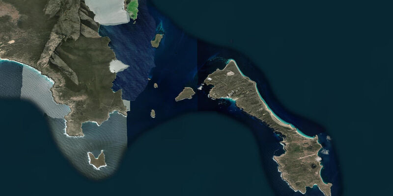 Satellite view of the coast near Thistle Island