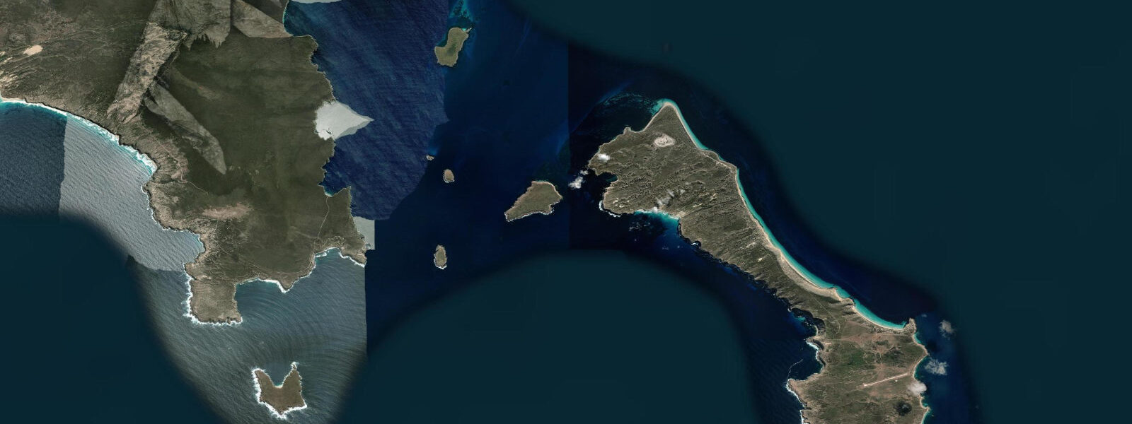 Satellite view of the coast near Thistle Island