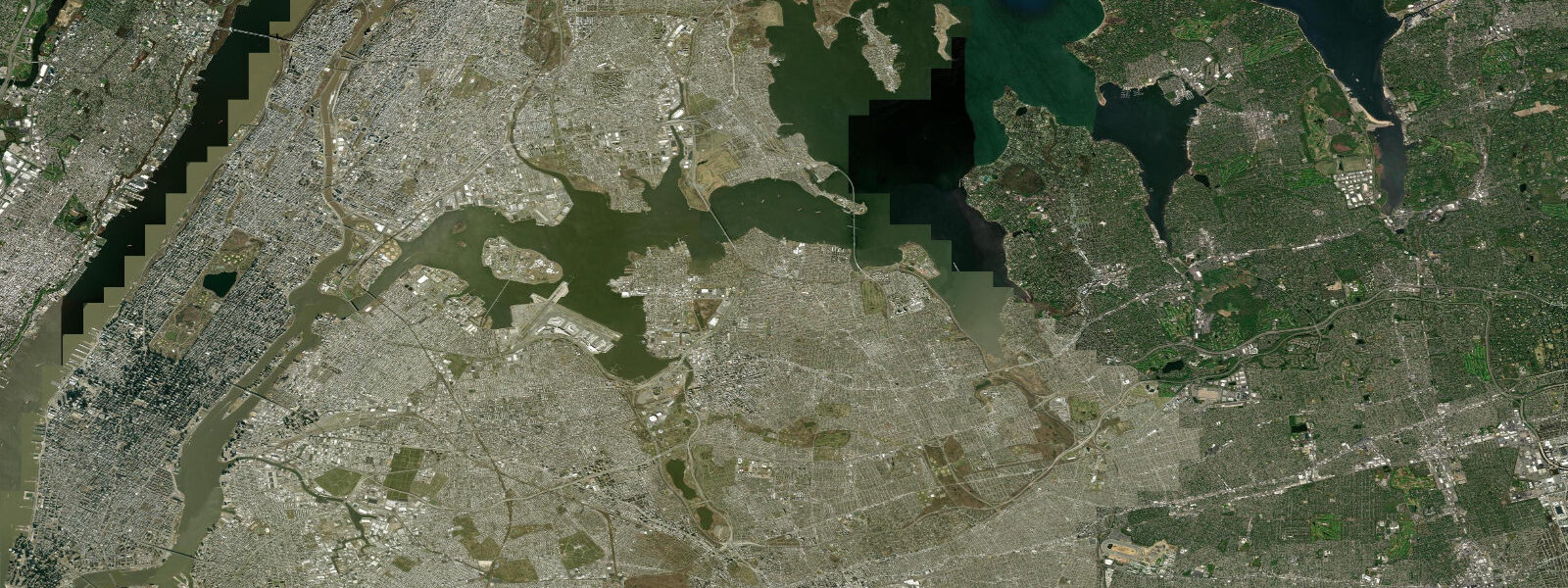 Satellite view of the coast near Throgs Neck