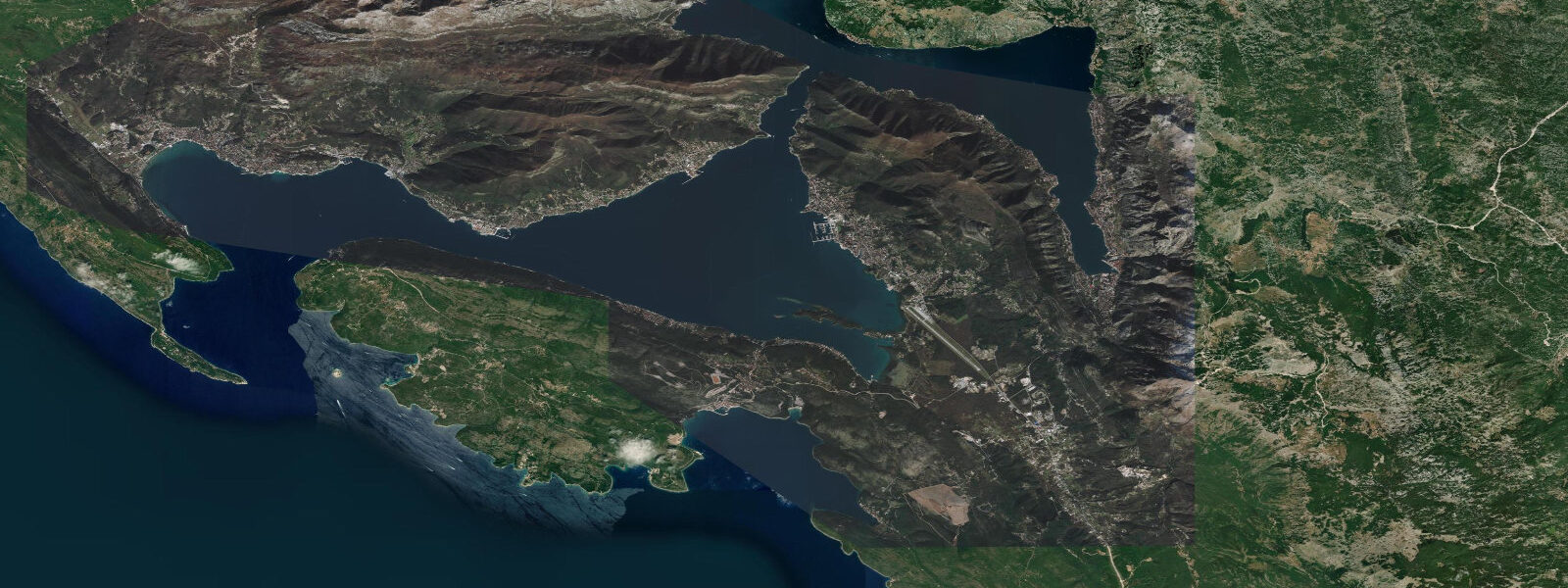 Satellite view of the coast near Tivat