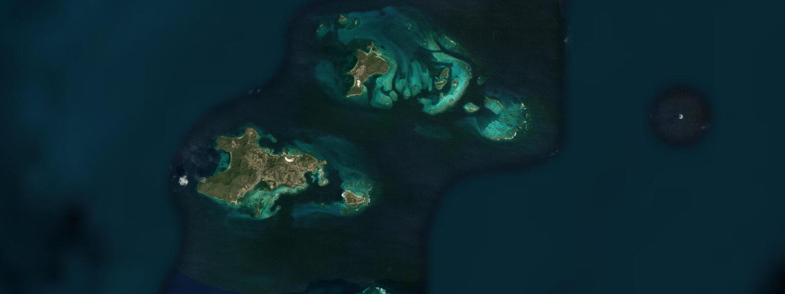 Satellite view of the coast near Tobago Cays, Grenadines