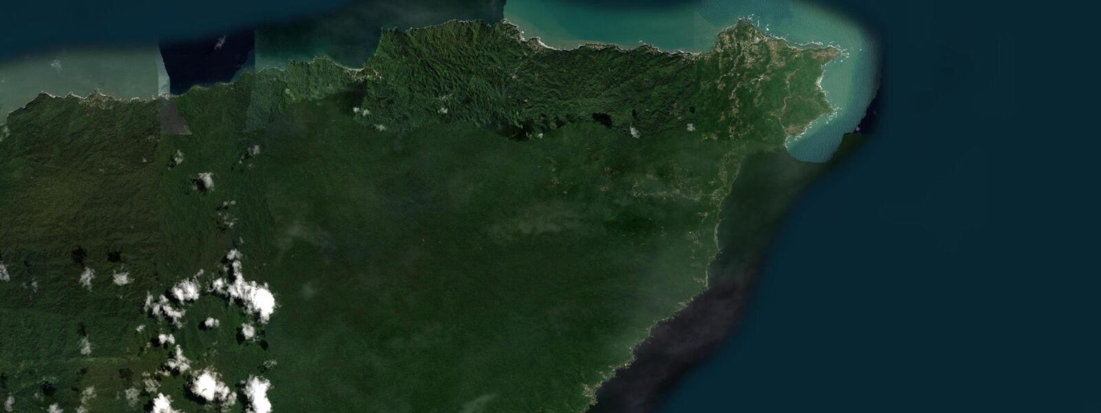 Satellite view of the coast near Toco, Northeast Trinidad