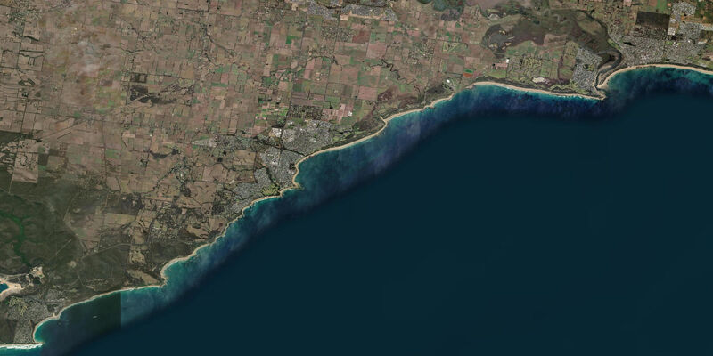 Satellite view of the coast near Torquay