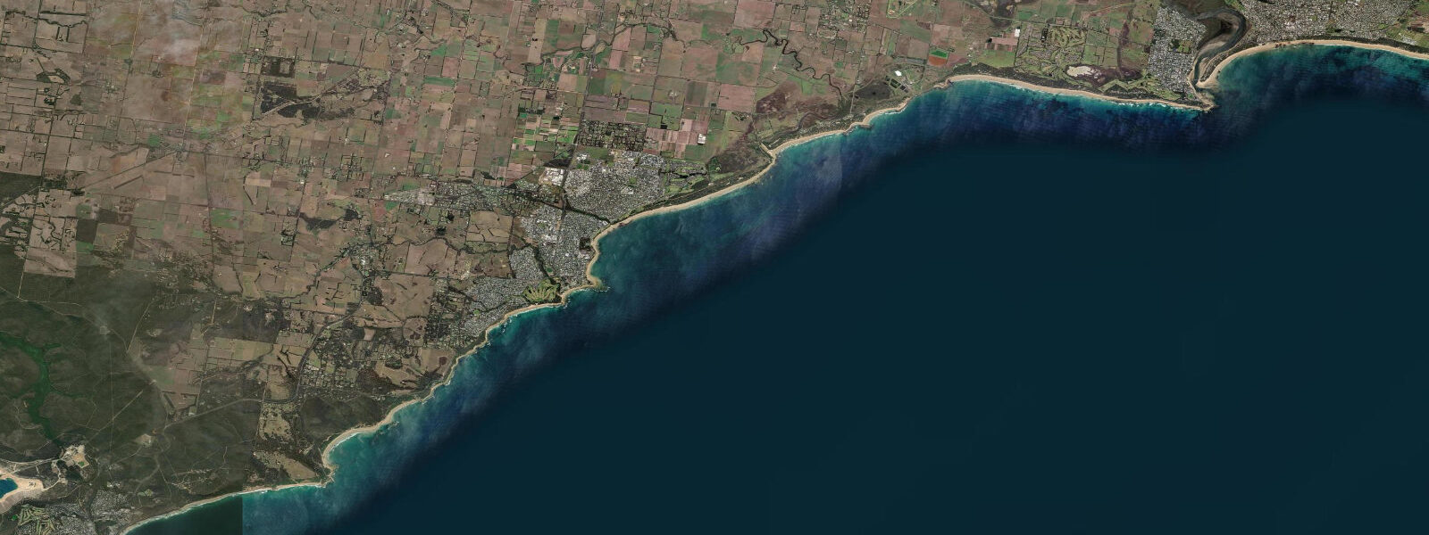 Satellite view of the coast near Torquay