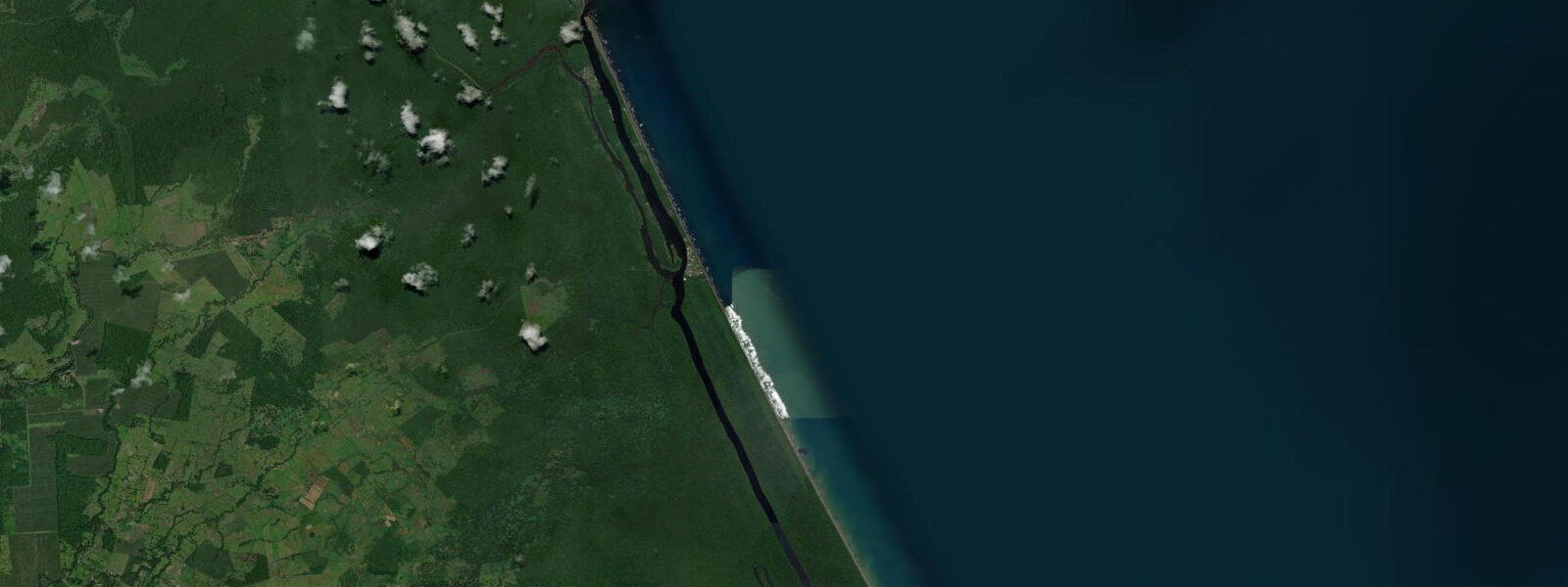 Satellite view of the coast near Tortuguero