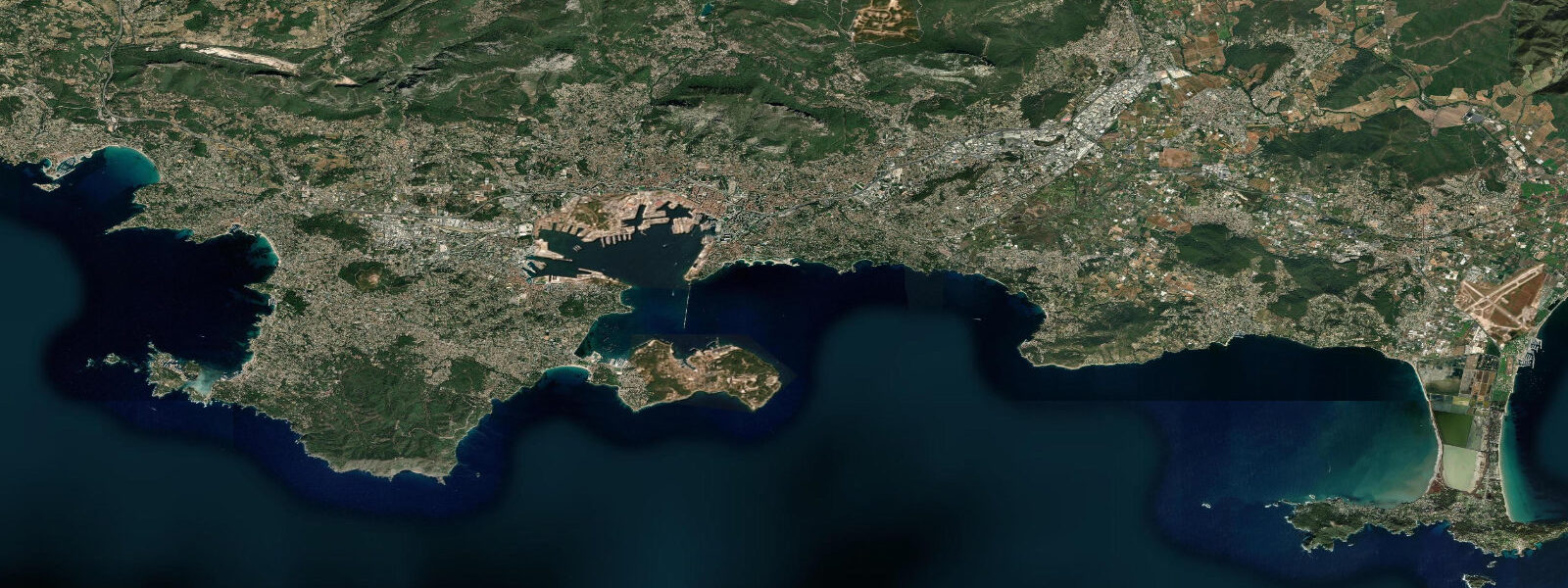 Satellite view of the coast near Toulon, Provence