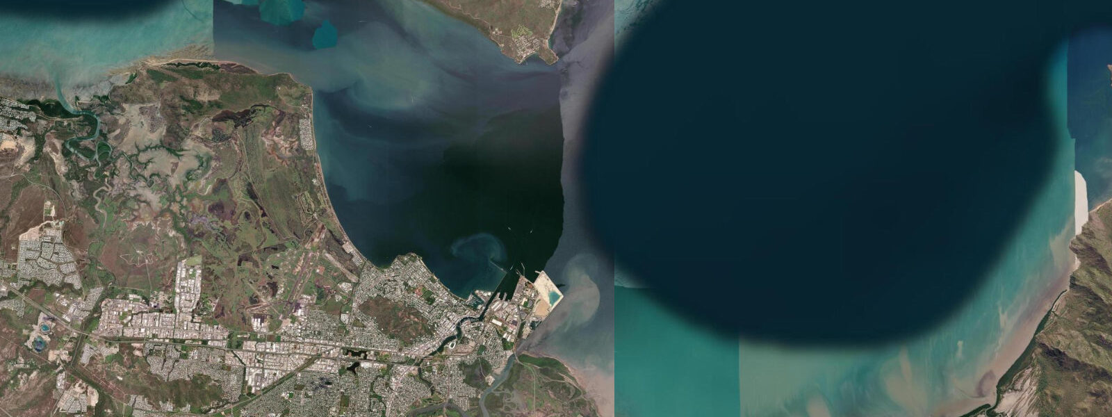 Satellite view of the coast near Townsville