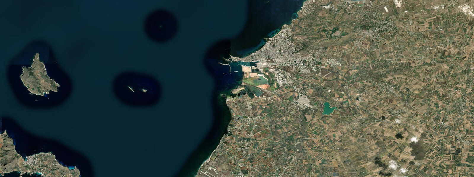 Satellite view of the coast near Trapani, Sicily