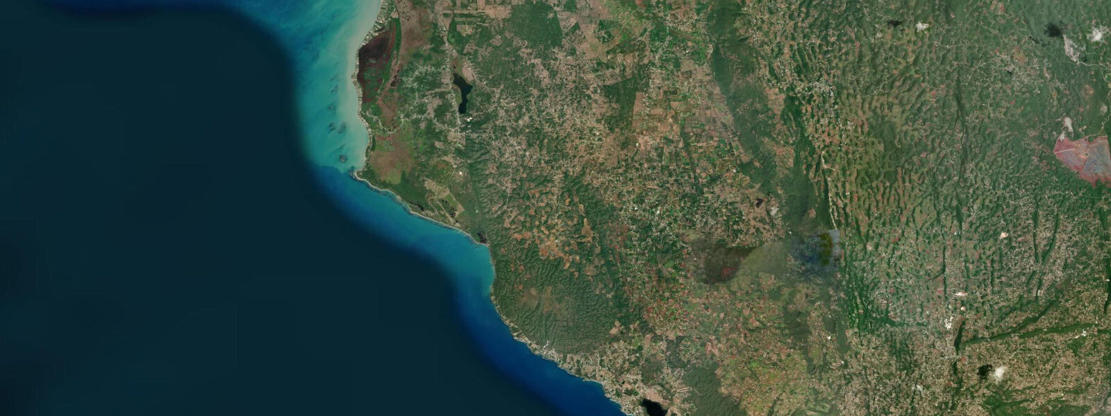 Satellite view of the coast near Treasure Beach, Jamaica