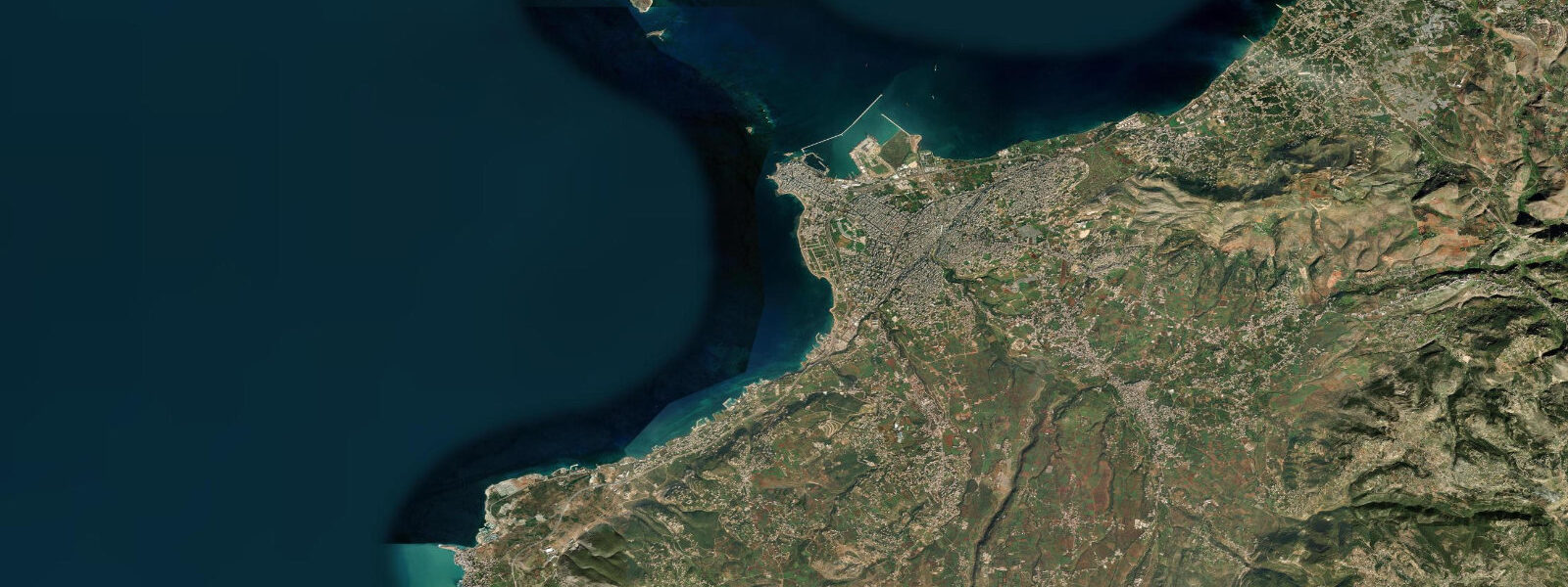 Satellite view of the coast near Tripoli