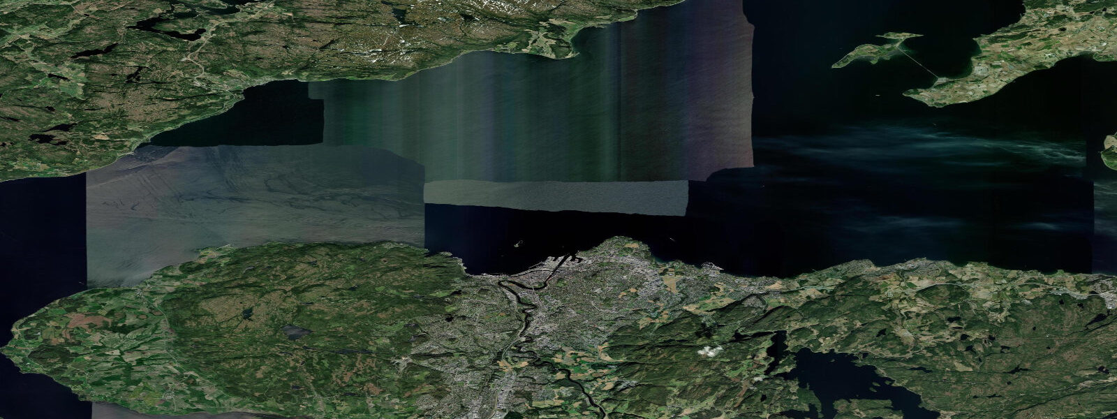 Satellite view of the coast near Trondheim