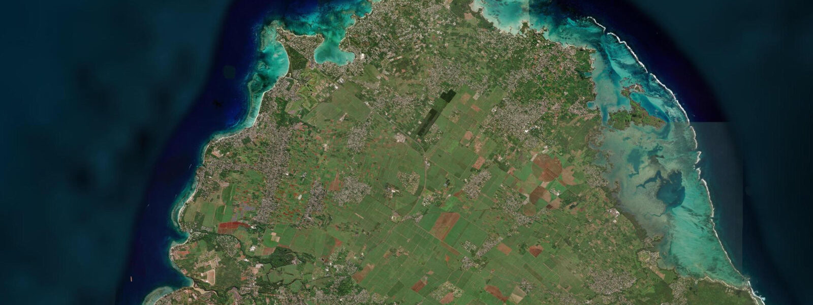 Satellite view of the coast near Trou-aux-Biches