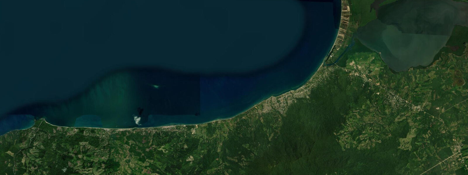 Satellite view of the coast near Trujillo, Honduras