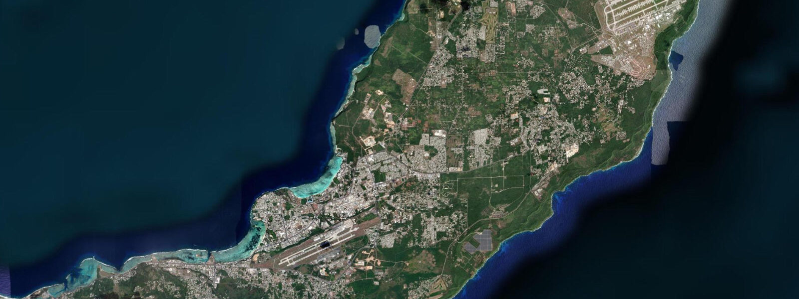 Satellite view of the coast near Tumon Bay