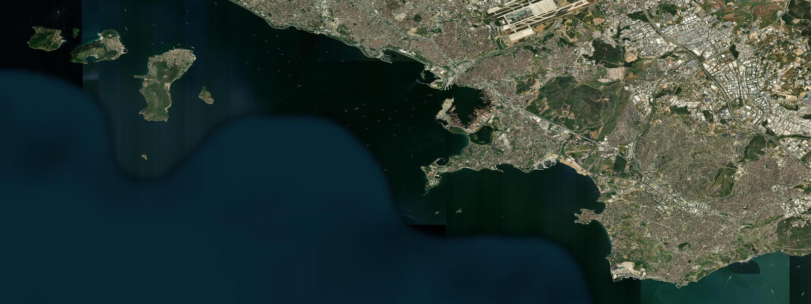 Satellite view of the coast near Tuzla, Istanbul