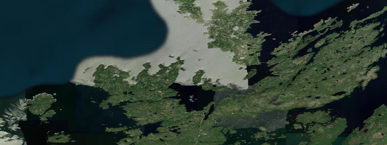 Satellite view of the coast near Twillingate
