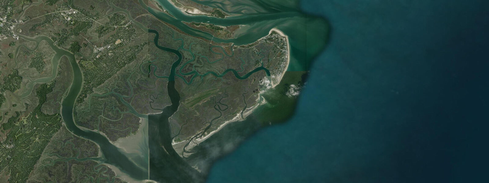 Satellite view of the coast near Tybee Island, GA