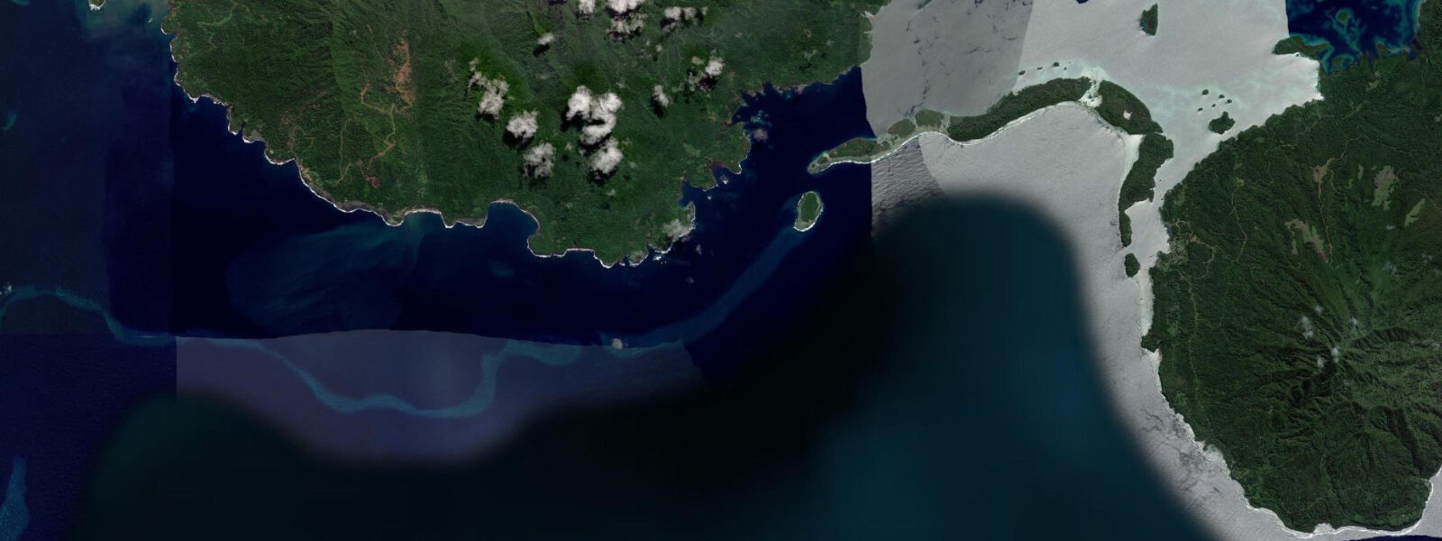 Satellite view of the coast near Uepi Island