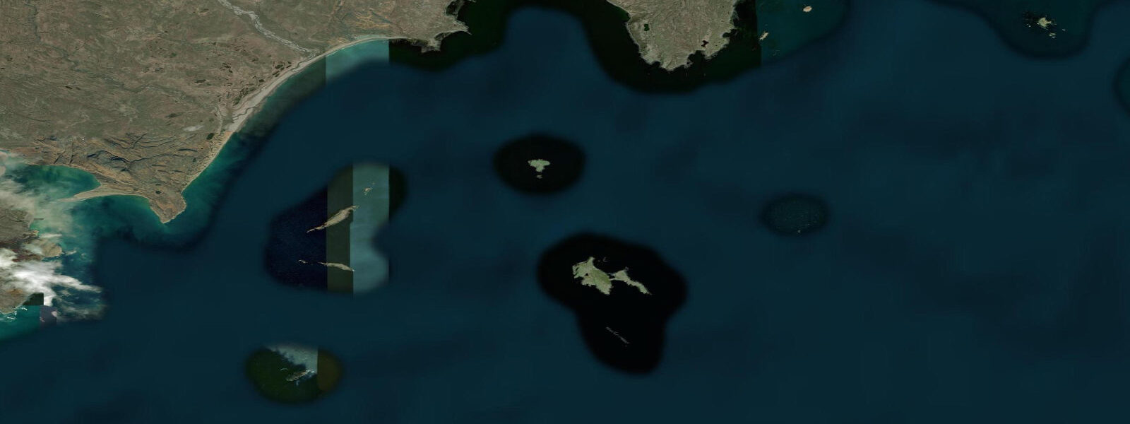 Satellite view of the coast near Ugaiushak Island