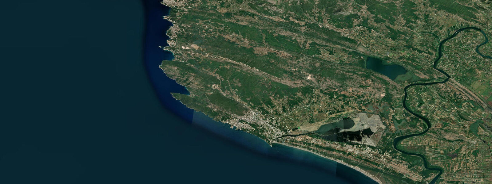 Satellite view of the coast near Ulcinj