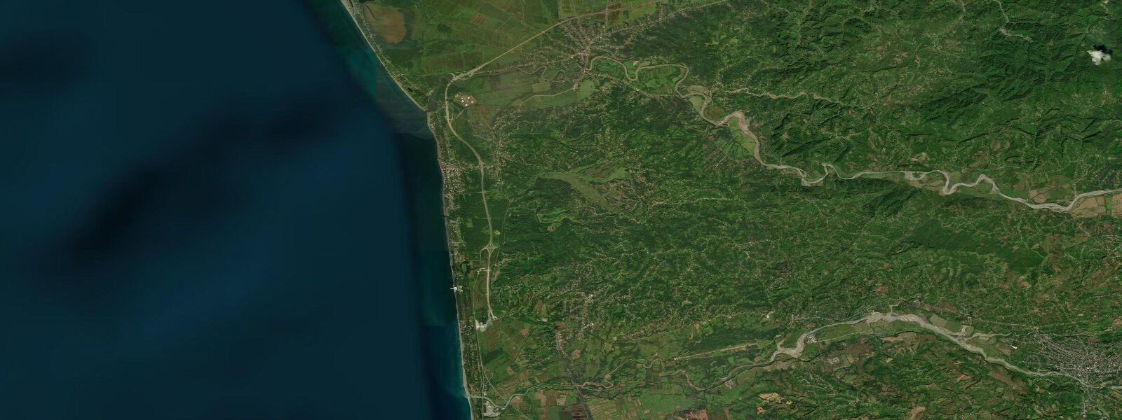 Satellite view of the coast near Ureki