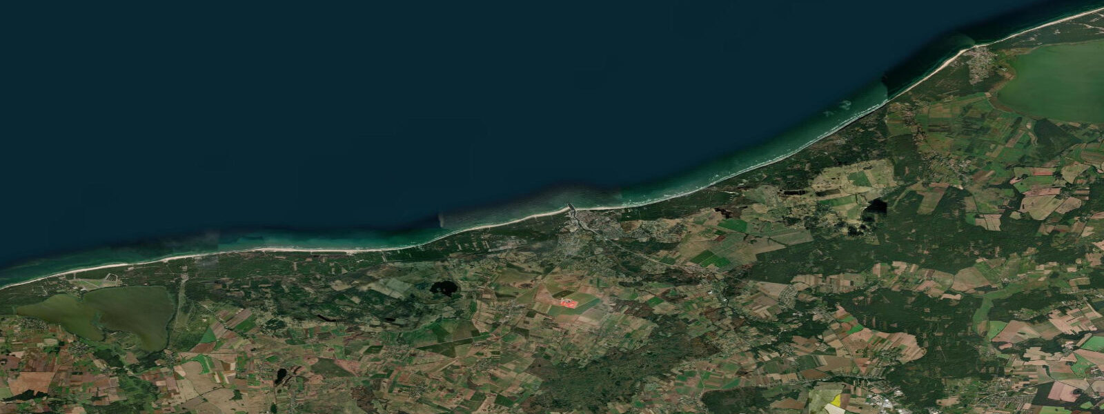 Satellite view of the coast near Ustka