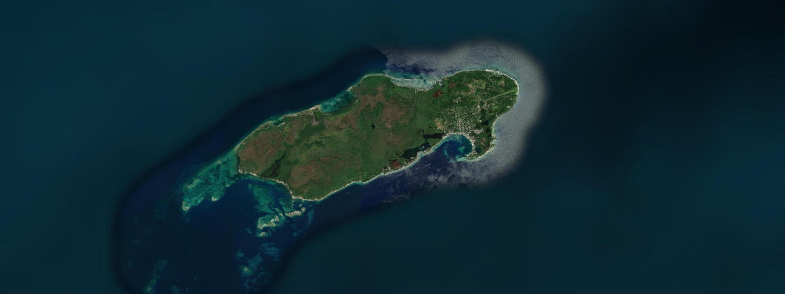 Satellite view of the coast near Utila, Bay Islands