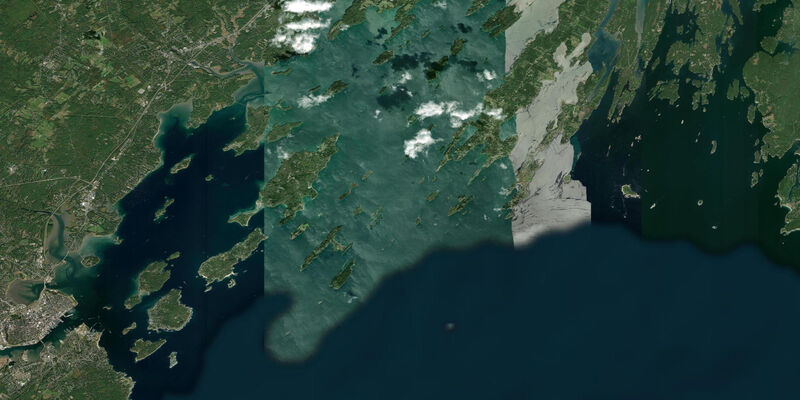 Satellite view of the coast near Vaill Island
