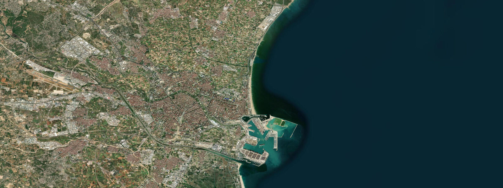 Satellite view of the coast near Valencia