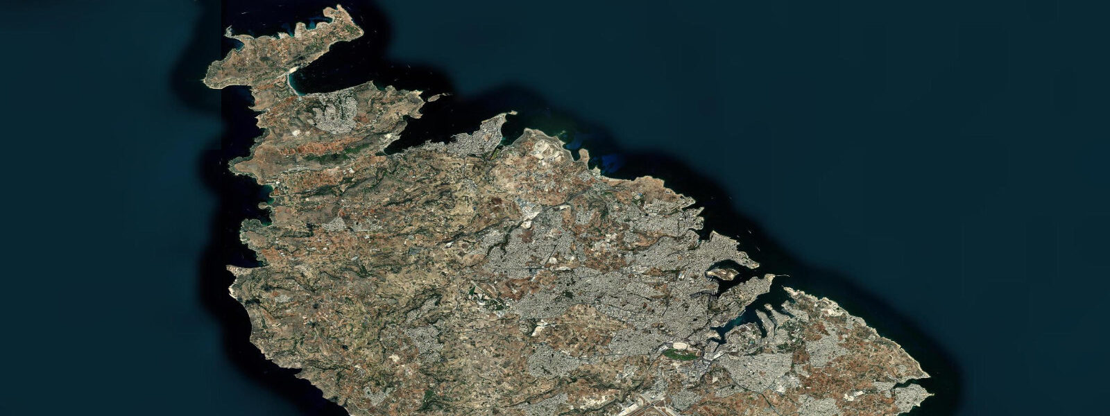Satellite view of the coast near Valletta