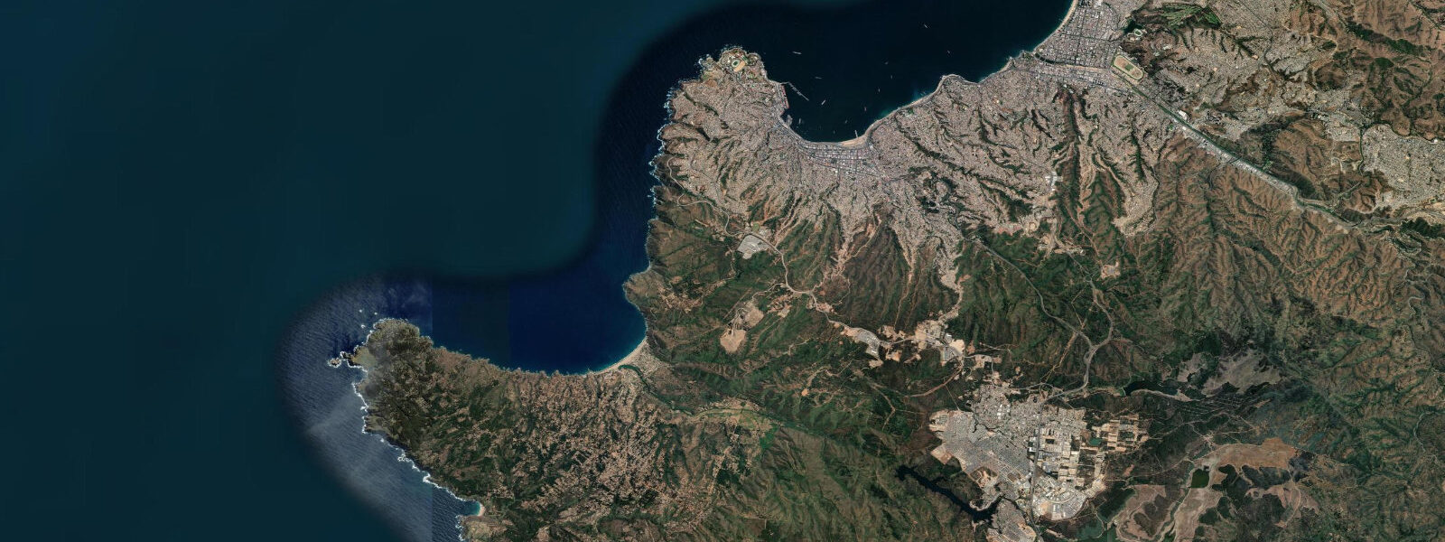 Satellite view of the coast near Valparaíso