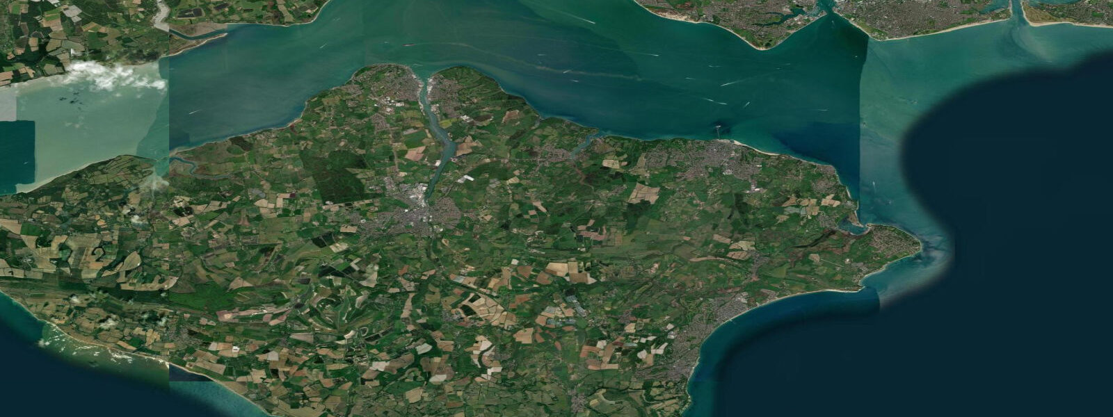 Satellite view of the coast near Ventnor